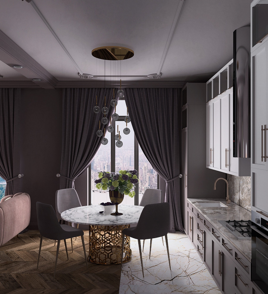 Совмещенная гостиная с кухней для молодой женщины