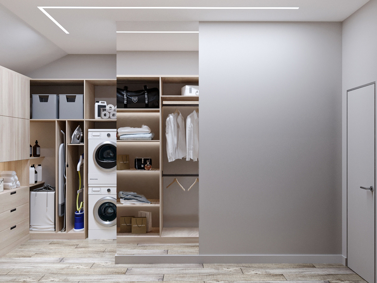 Современные оттенки серого и уютного дерева)