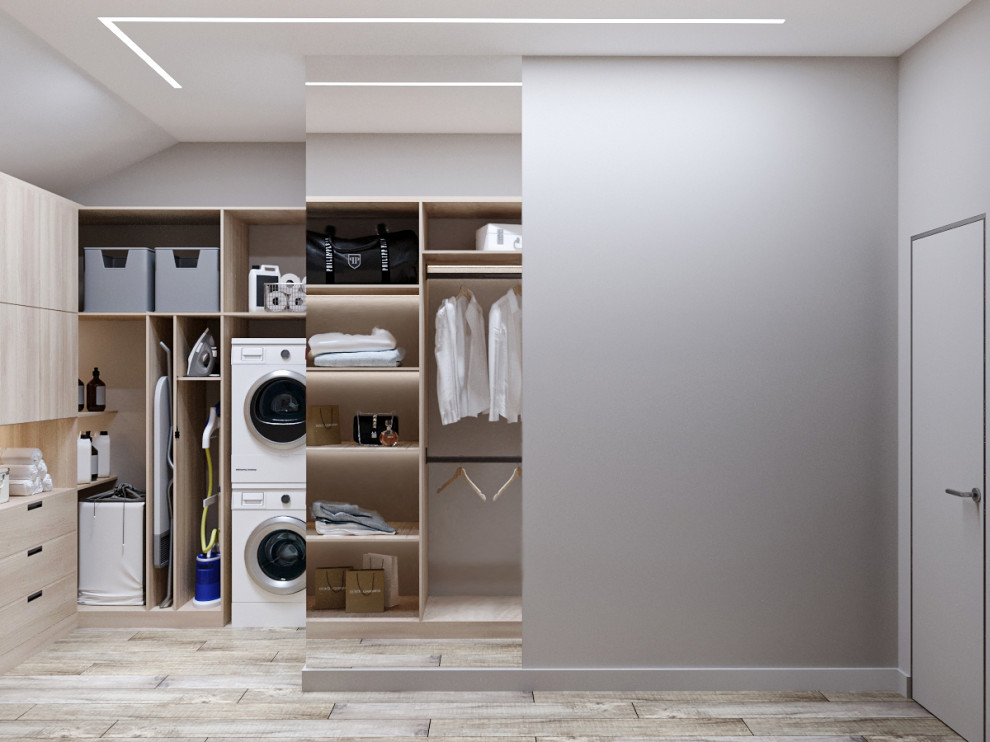 Современные оттенки серого и уютного дерева)