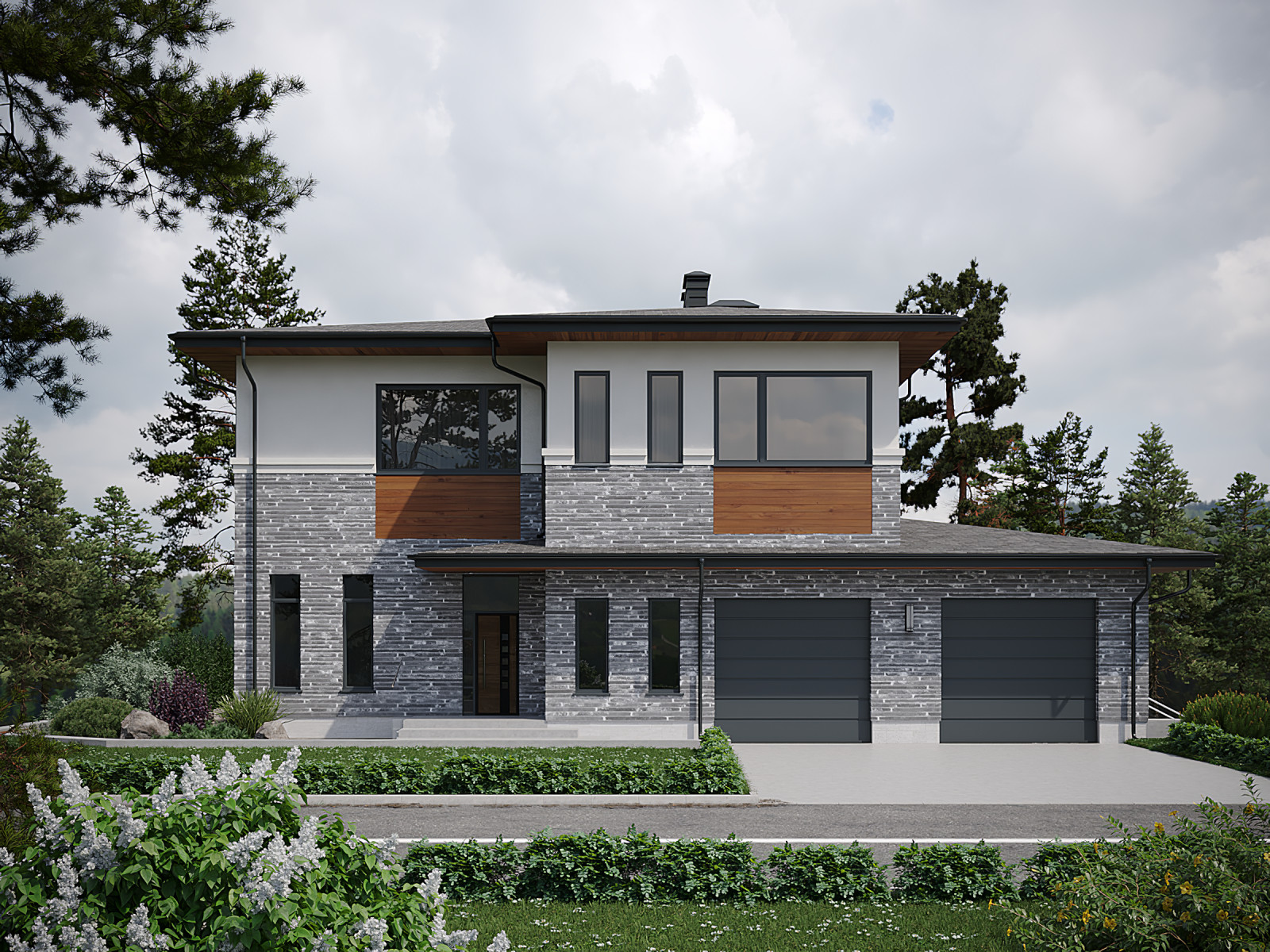 Дизайн фасад дома в КП Дубрава