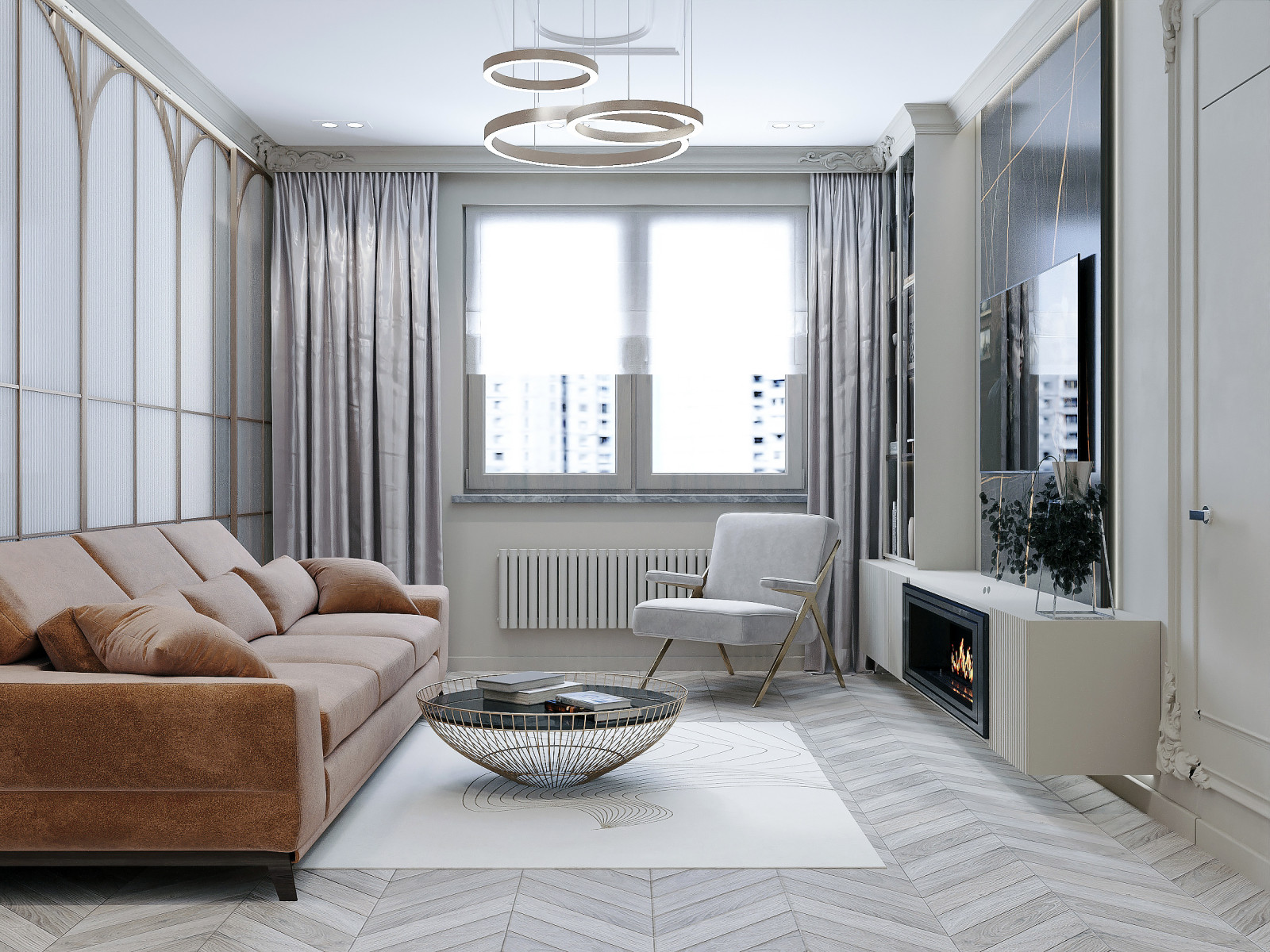 Обложка проекта: Трехкомнатная квартира в неоклассическом стиле в ЖК "Грильяж"