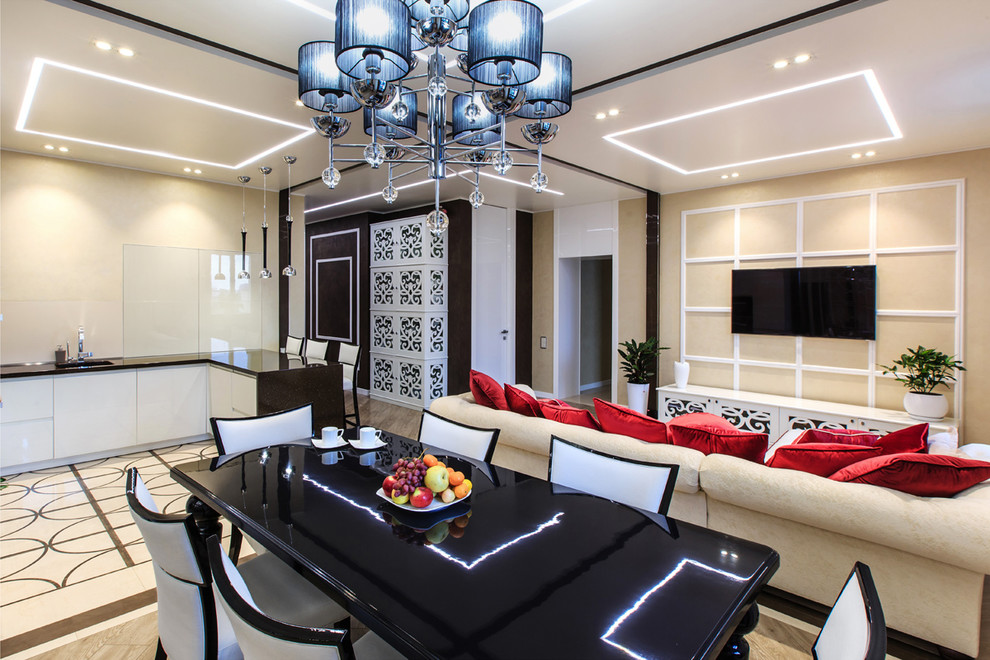 Гостиная-кухня-столовая