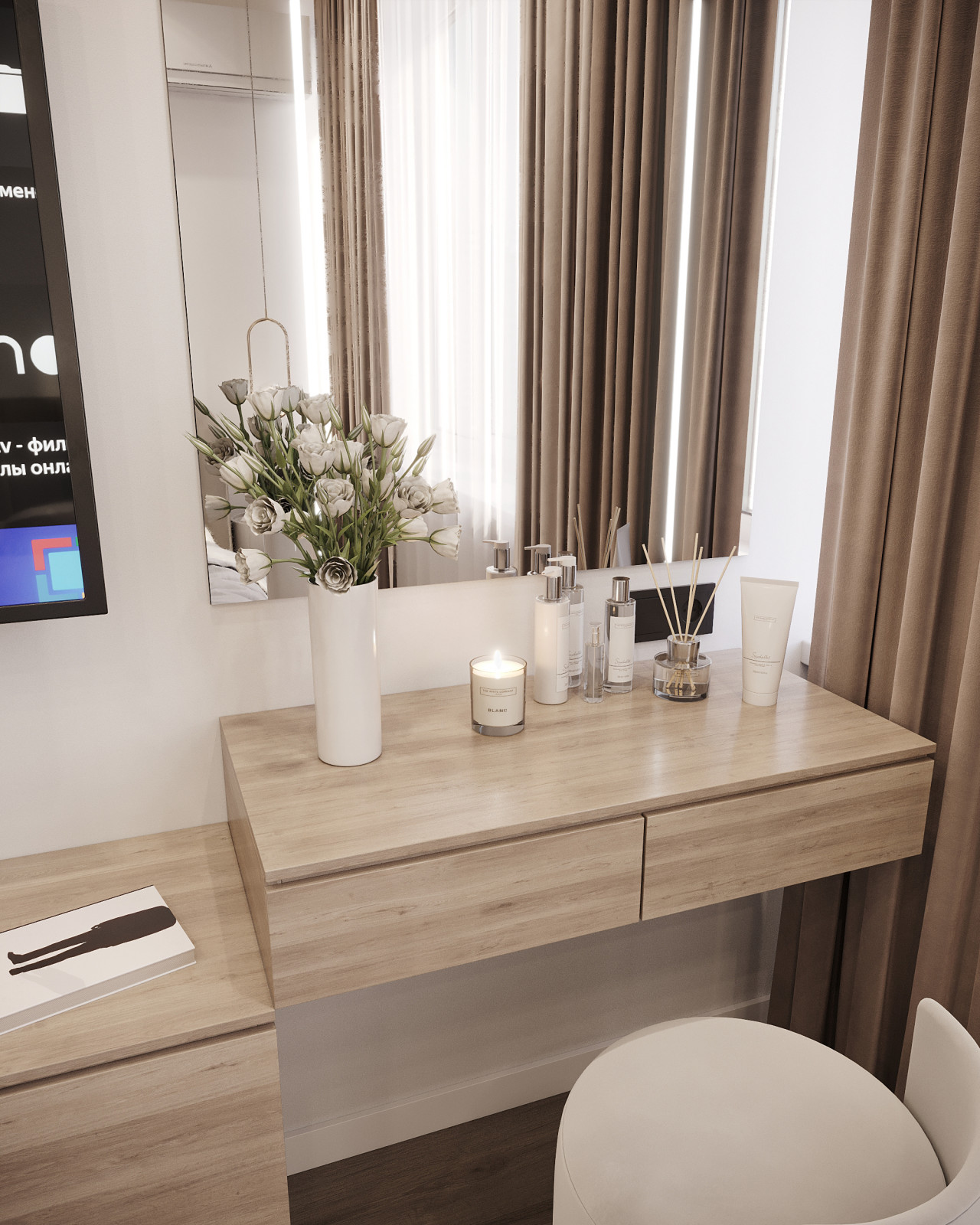 Дизайн и 3д-визуализация спальни в ЖК Преображение