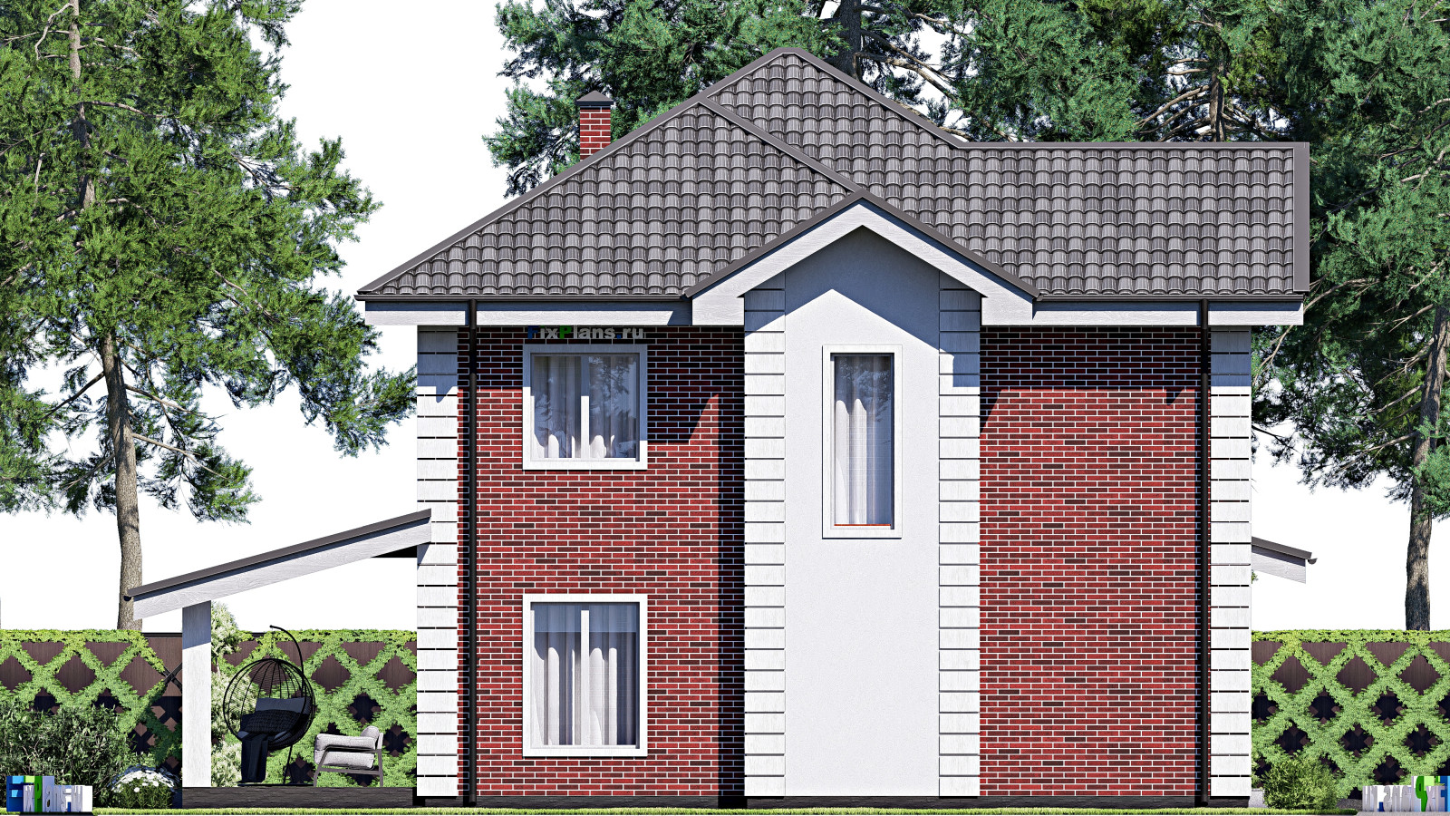 Проект двухэтажного дома 14х14 м S178м2 F-17315