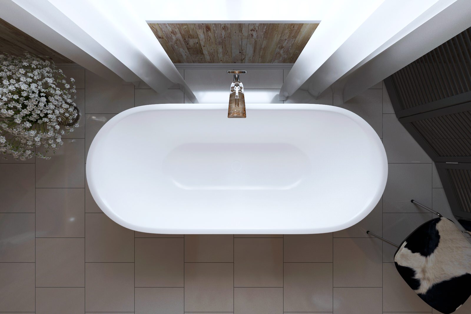 Corelia Черно-Белая Каменная Ванна от Viva Lusso