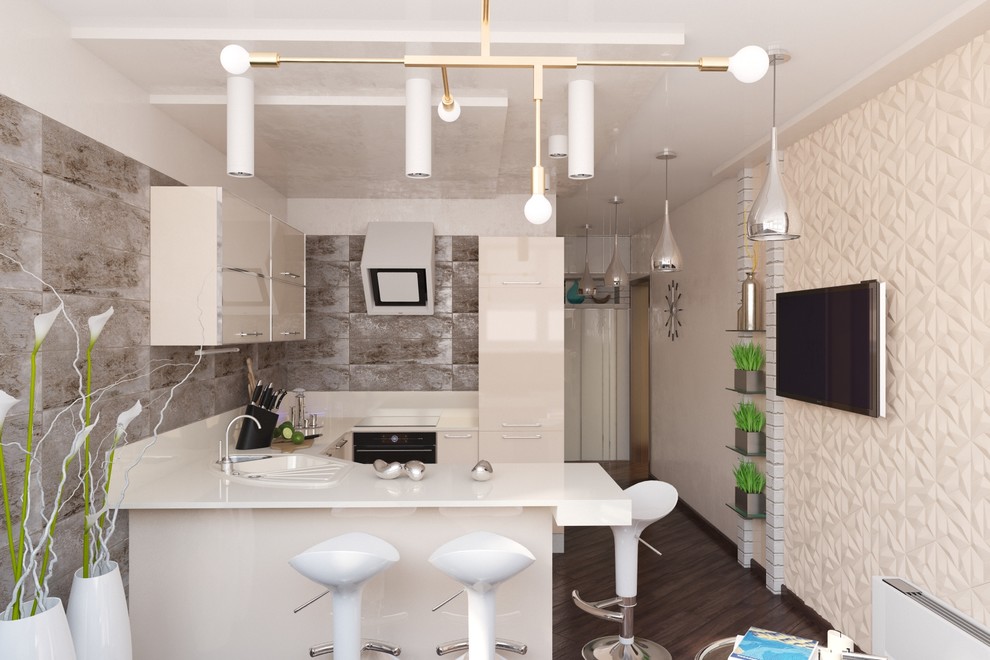 Дизайн двухкомнатной квартиры в стиле хай-тек