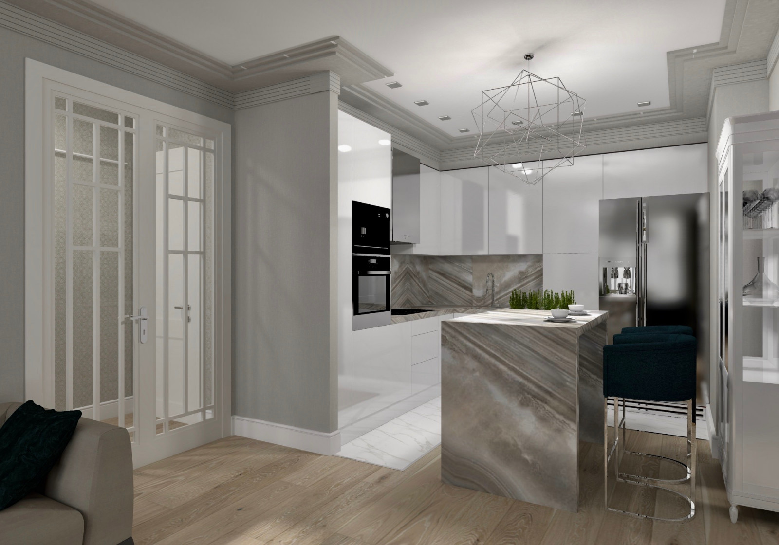 Квартира 100м2 Американская классика в ЖК Триколор