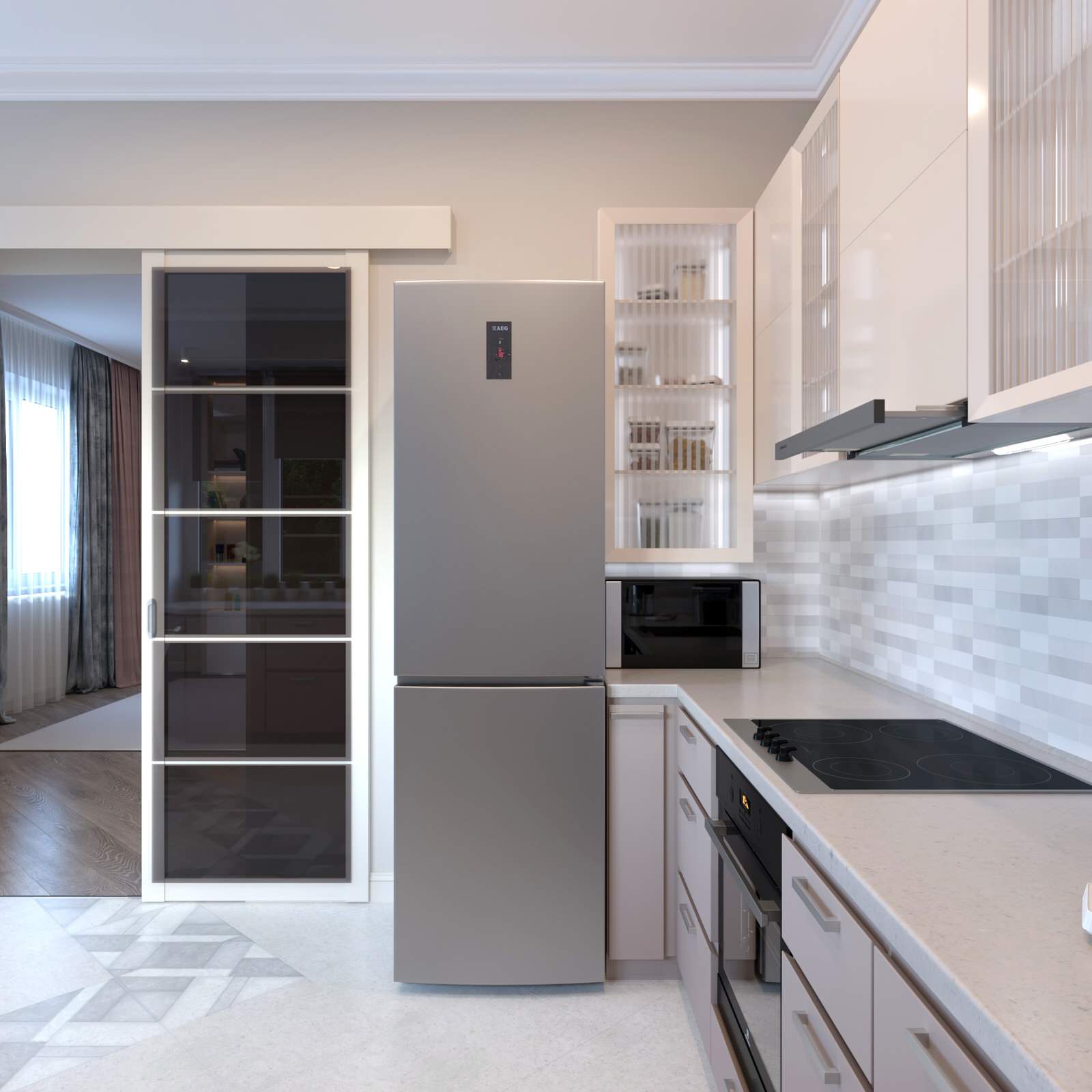 Кухня - гостиная в коттедже