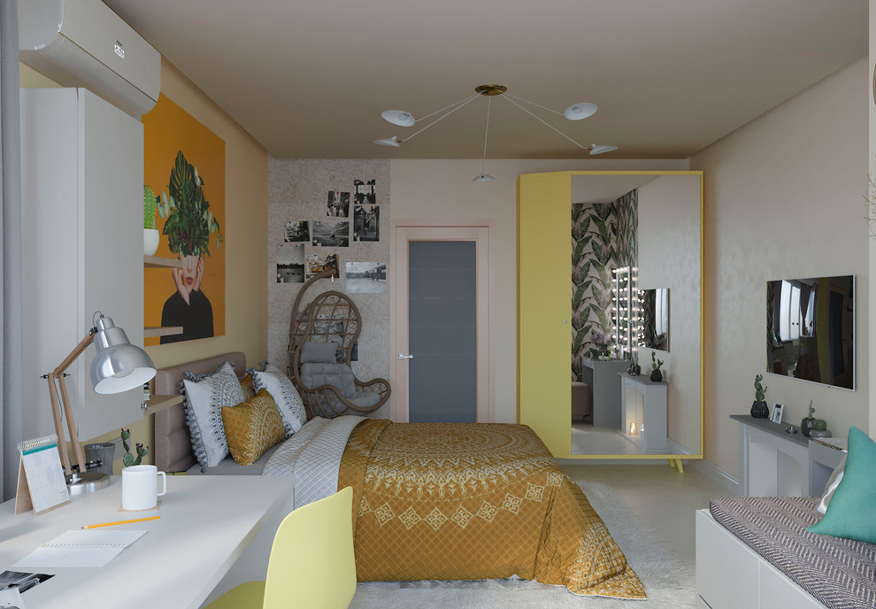 Яркая спальня для девушки-подростка