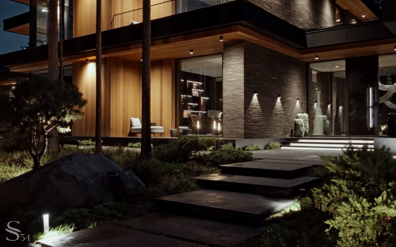 Подсветка дома в вечернее время