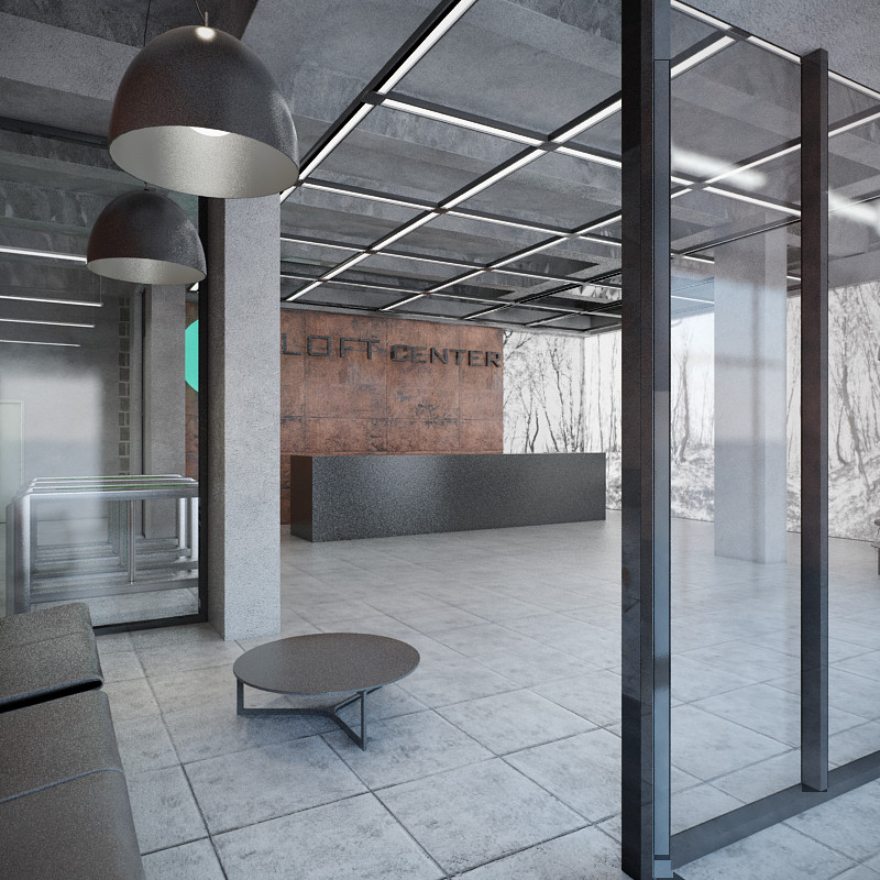 Обложка проекта: Бизнес-центр на "Трехгорке". Loft center. Вестибюль.Приоритетный Вариант