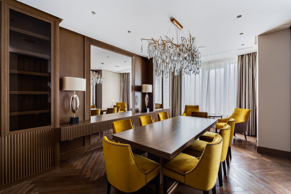 Зеркальный телевизор в кухне-столовой ЖК "Долина Сетунь"