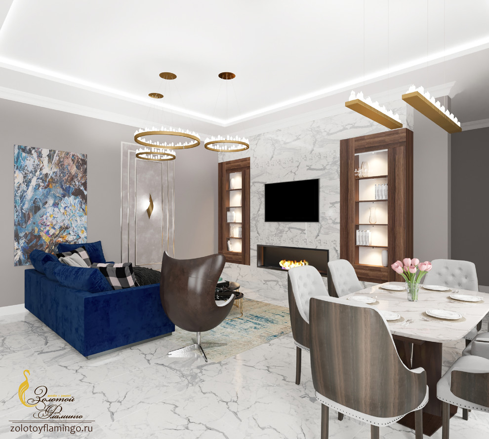 Проект гостиной в стиле Лакшери
