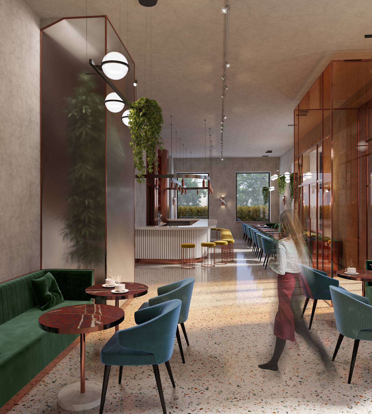 Interior visualisation of cafe and restaurant Villa Forli