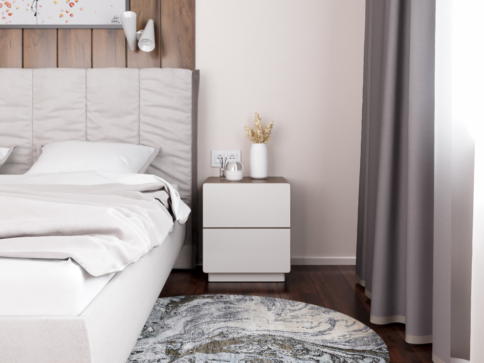 Прикроватные тумбочки и комод в интерьере спальни