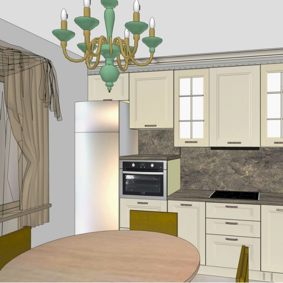 Кухня с мраморным фартуком