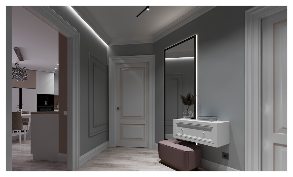 Обложка проекта: Дизайн-проект (холл, кухня-столовая, ванная комната)