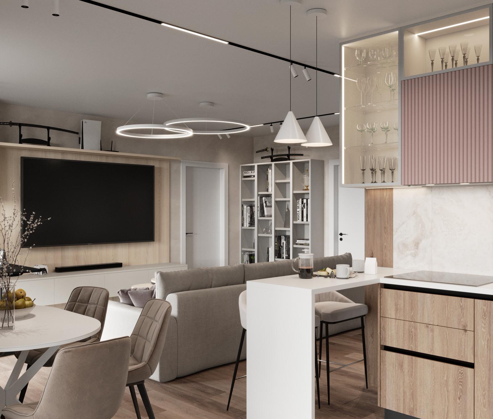 Дизайн квартиры в ЖК «Солярис» с большой лоджией