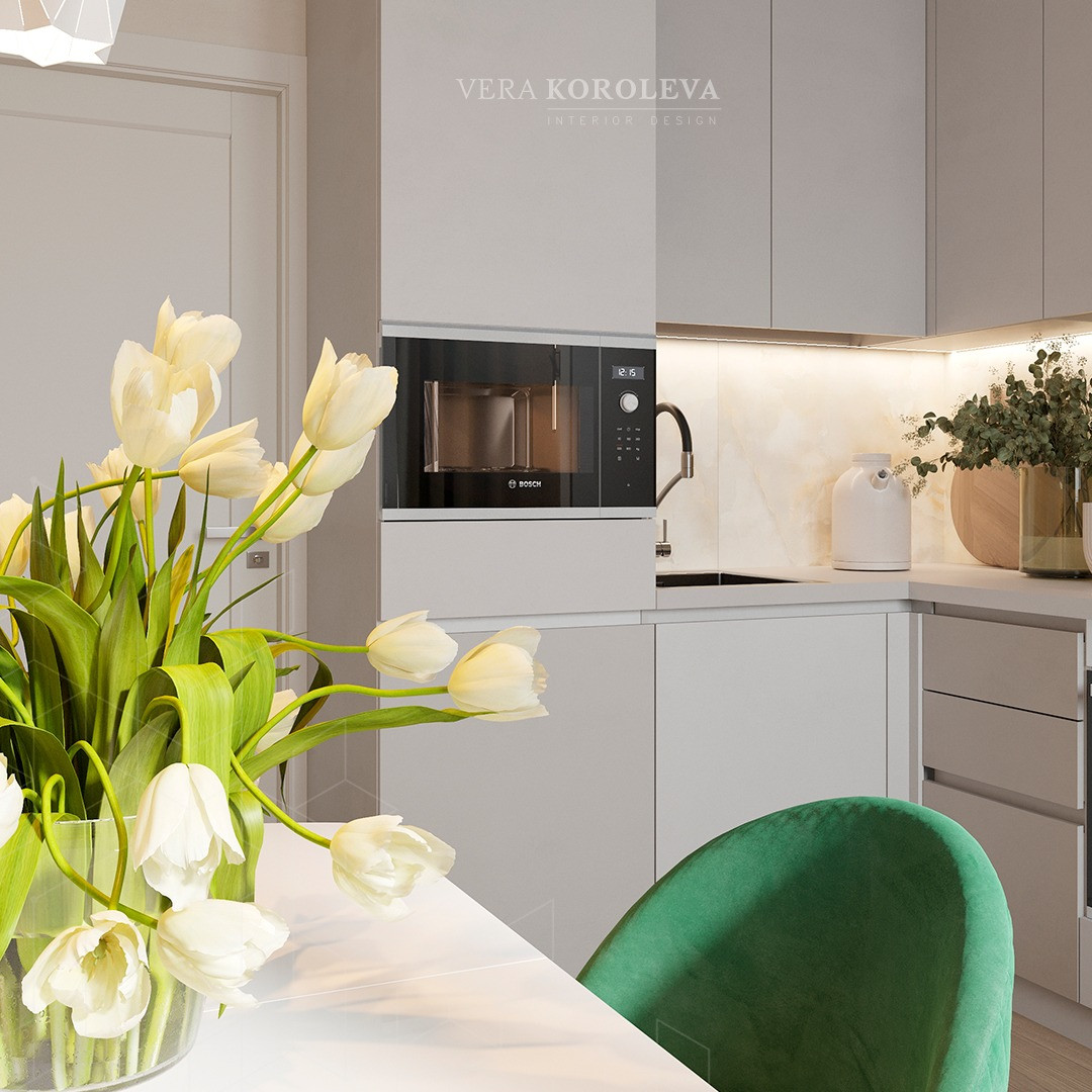Современная кухня с светлых оттенках