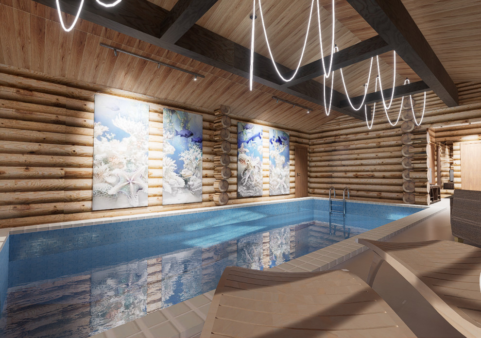 Обложка проекта: Дизайн бассейна в деревянном доме