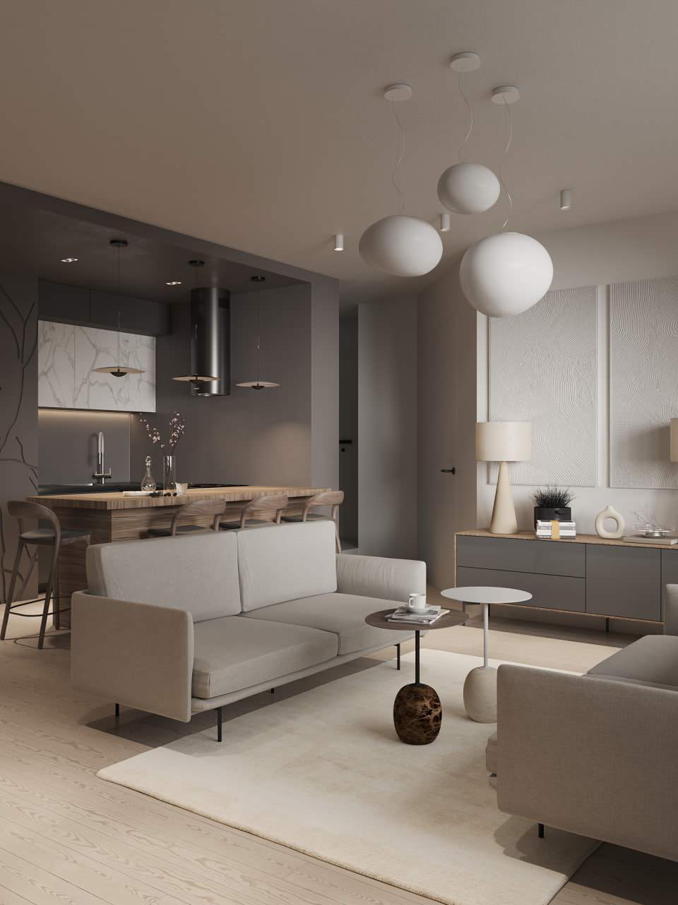 Гостиная в трехкомнатной квартире в Москве, м. Войковская