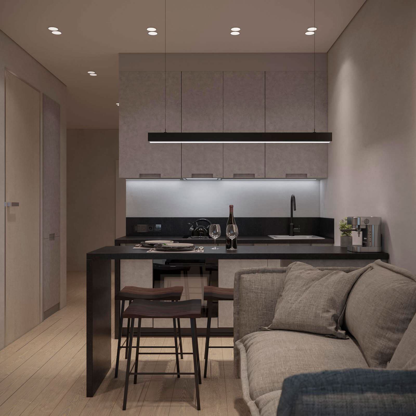 Дизайн студии для молодого человека ЖК БРУСИЛОВО Тверь