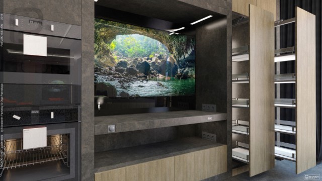 Современная кухня в загородном доме