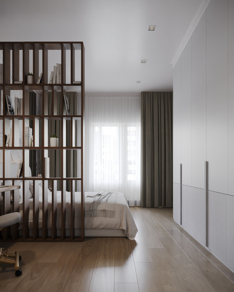 Спальня, рабочая зона и зона отдыха