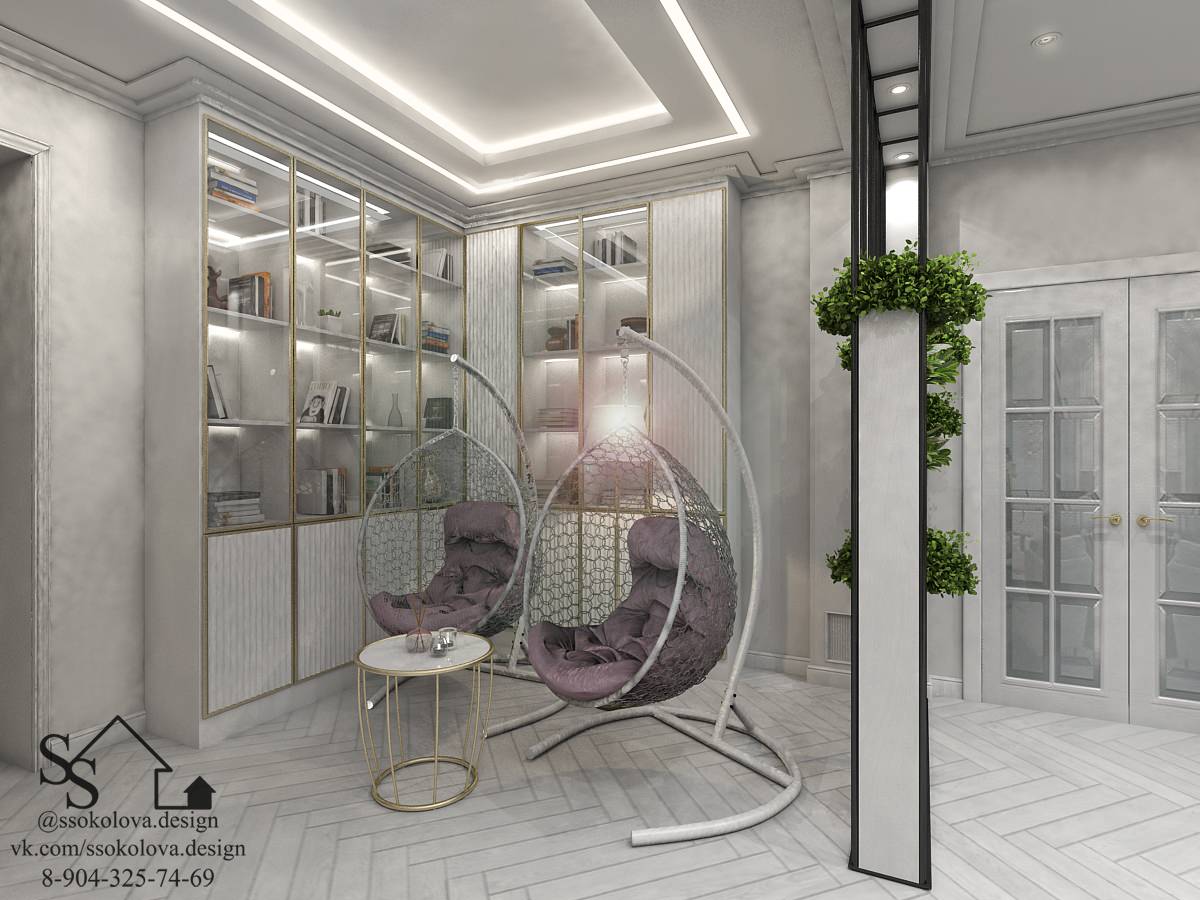 Кухня-гостиная в светлых тонах