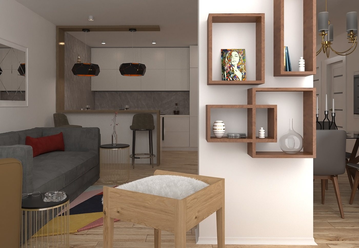 Квартира 40 м2 с элементами классики