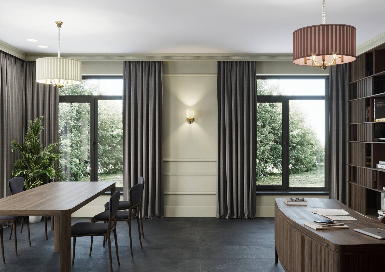 Кабинет в винных тонах