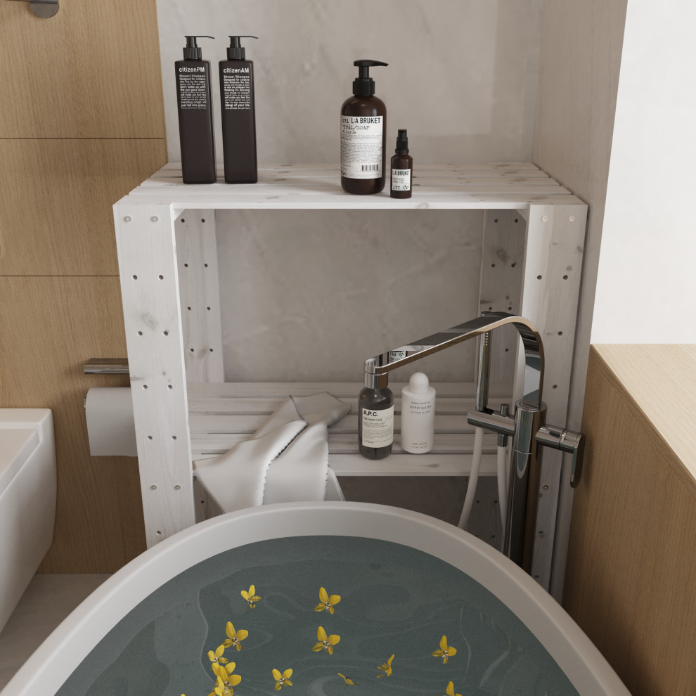 Стеллаж деревянный  БОР 1 в ванной