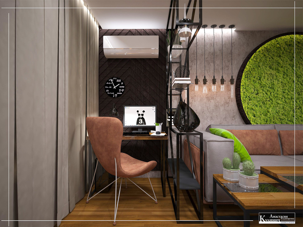 Симбиоз лофта и эко. Гостиная.