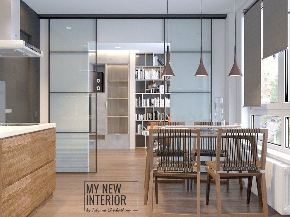 Дизайн трехкомнатной квартиры в современном стиле - 95 кв.м. кухня и гостиная