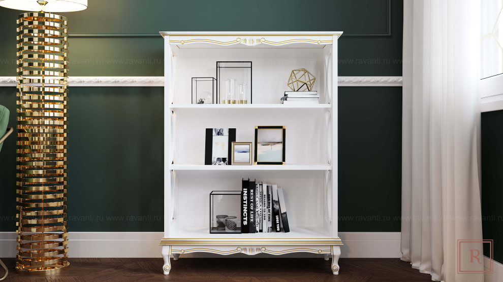 Гостиная в тёмно-зелёном и белом тонах