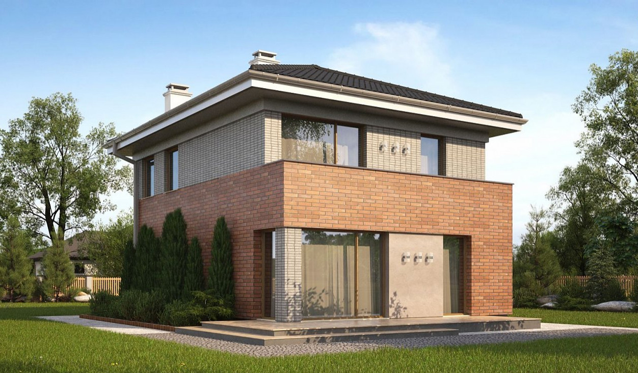 Современный двухэтажный дом с тремя спальнями