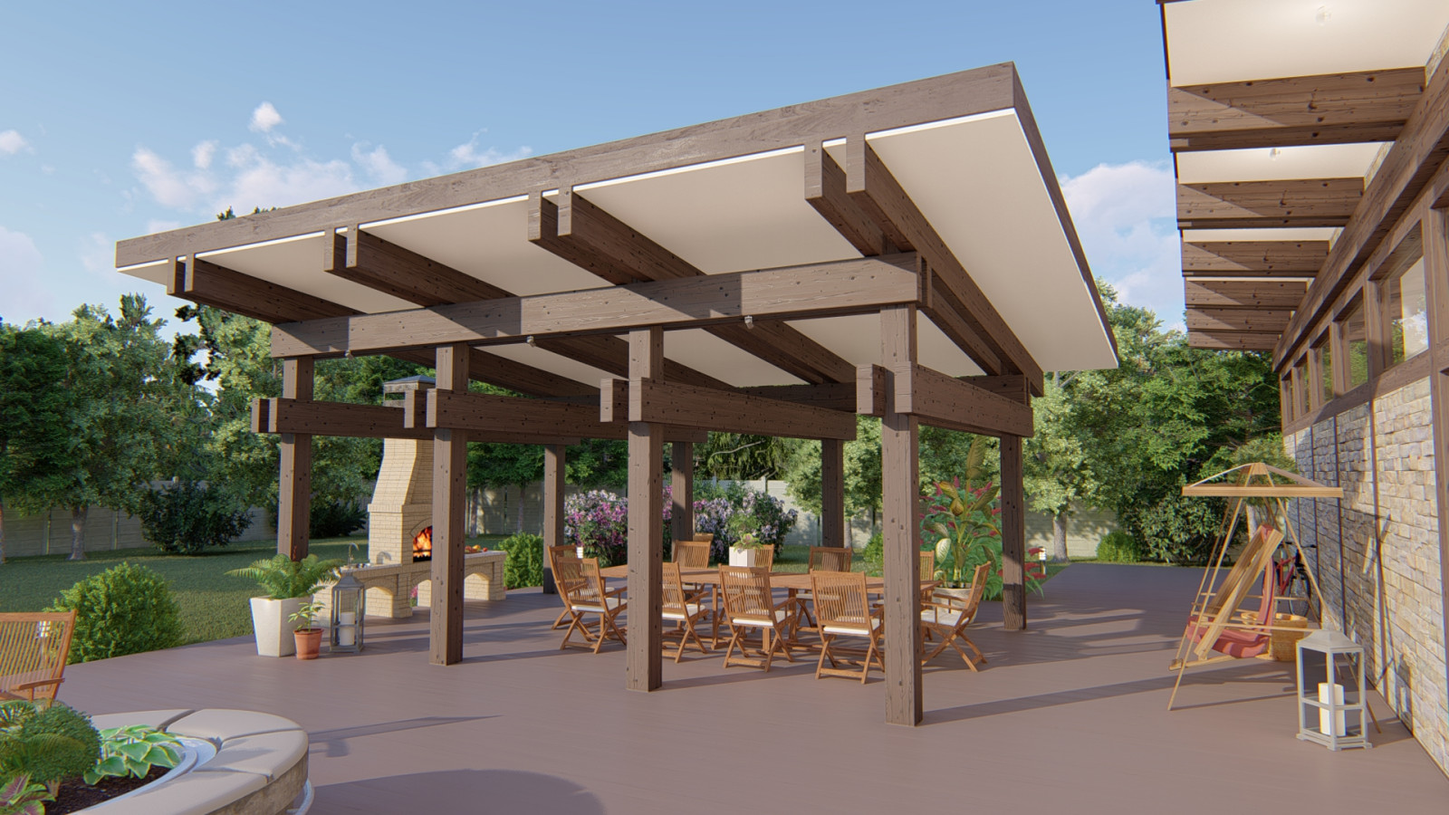 СПА комплекс с бассейном, сауной, барбекю и хоз.блоком