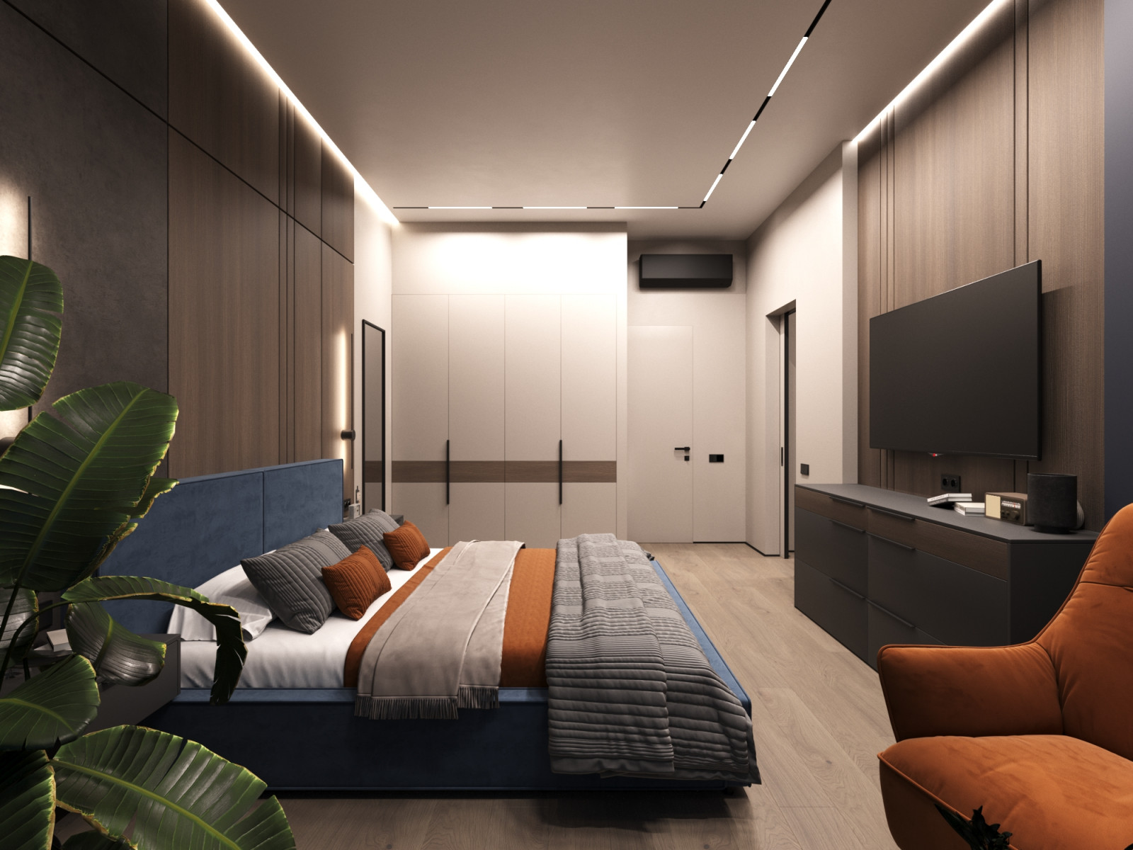 Дизайн интерьера квартиры 77 м2 с 2-мя санузлами и гардеробной