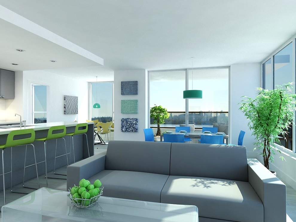 Обложка проекта: Дизайн кухни-гостиной в морском стиле