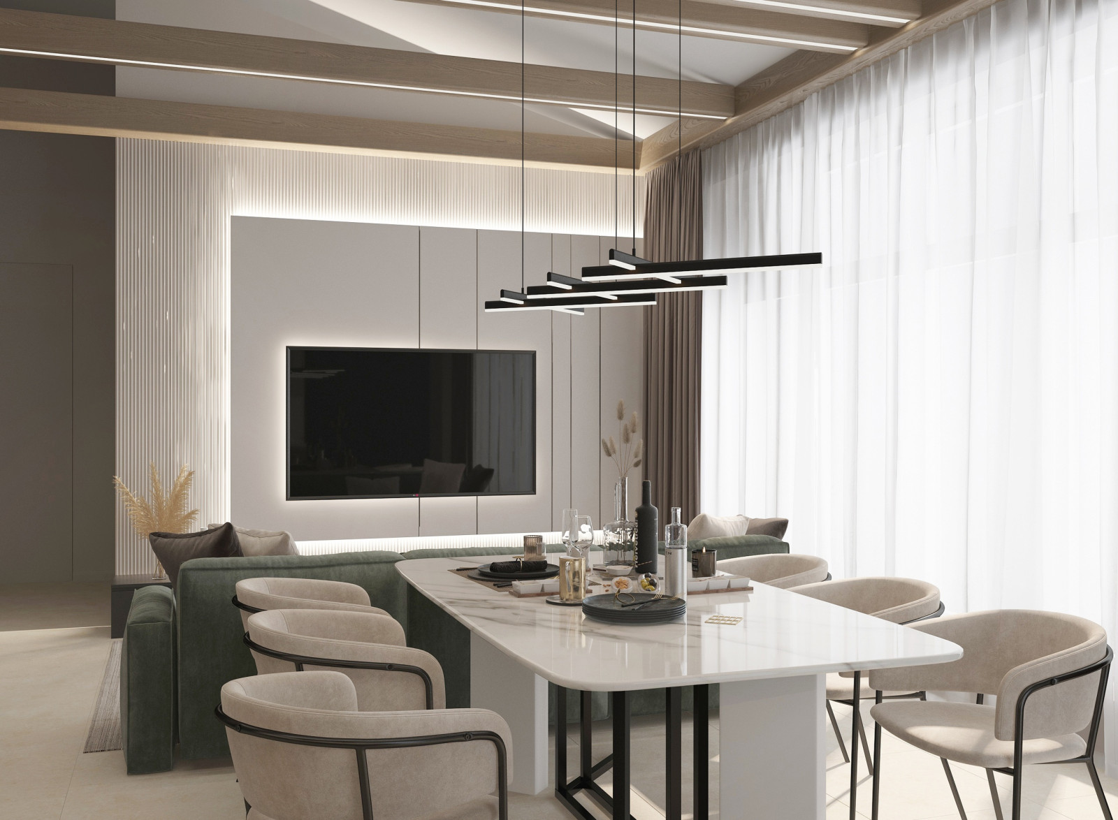 Кухня-гостиная в загородном доме