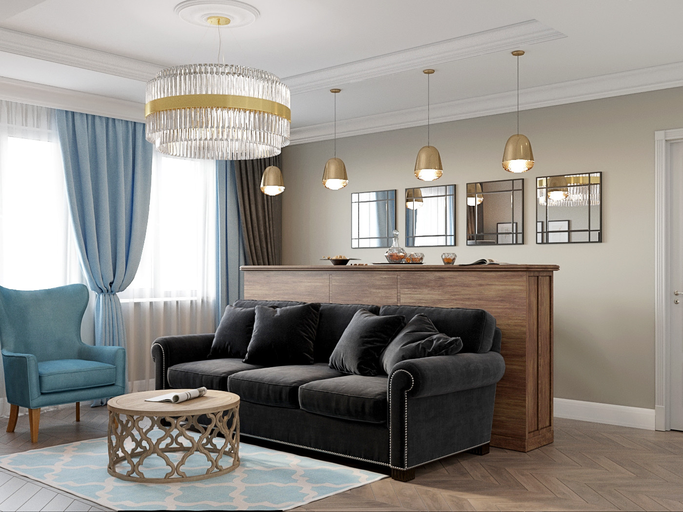 Обложка проекта: Уютная квартира с элементами неоклассики и современной детской