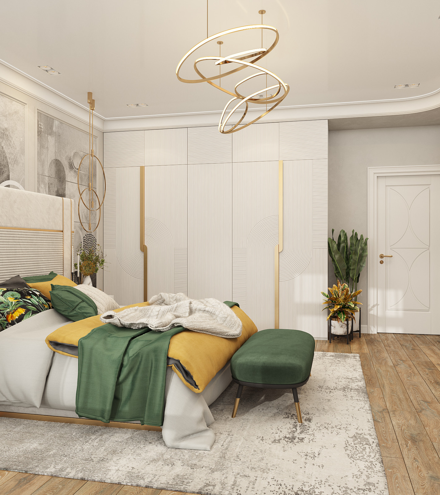 Главная спальня в коттедже. Обои из коллекции «Deco»