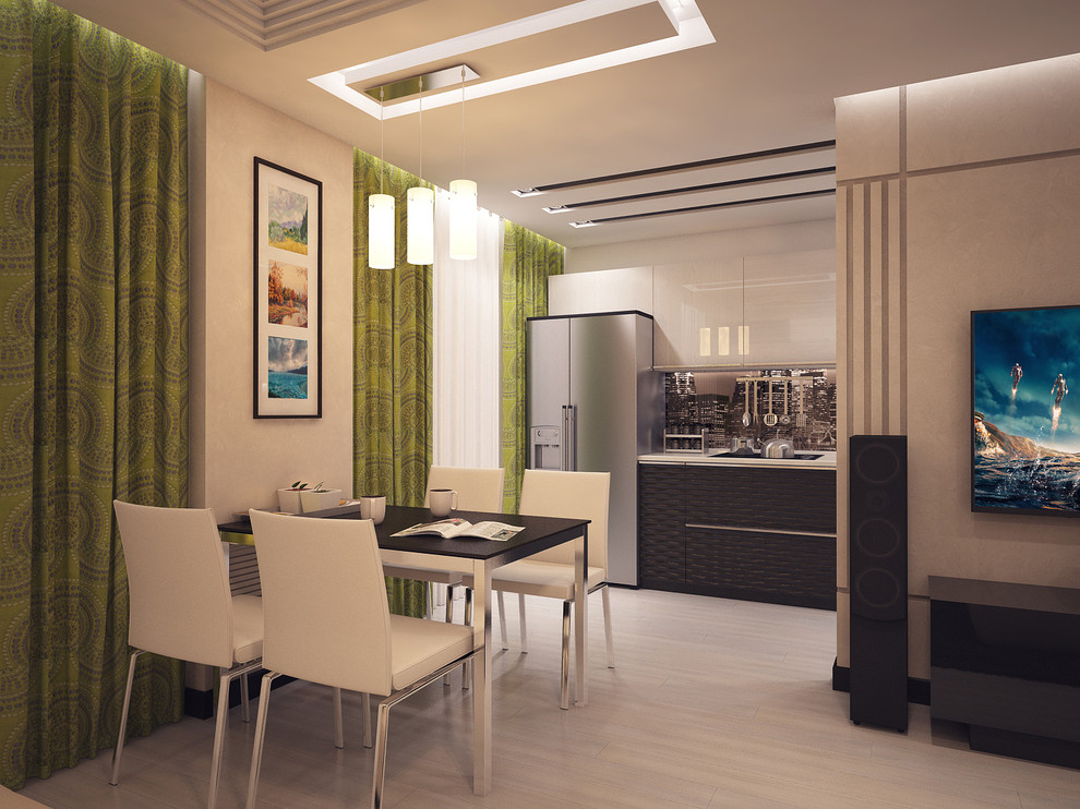 гостиная совмещенная с кухней в современном стиле