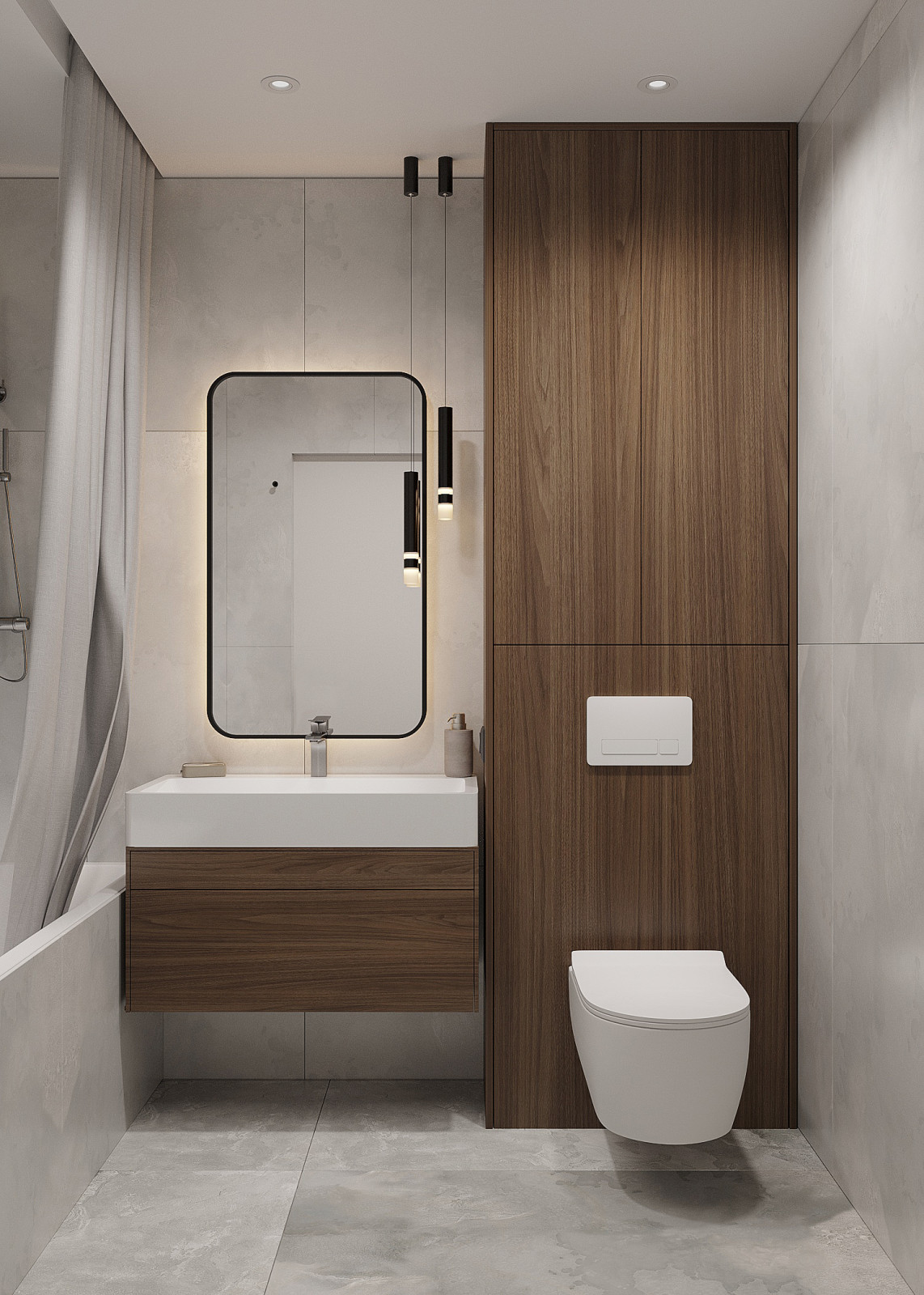 Минималистичная квартира с тёмной спальней