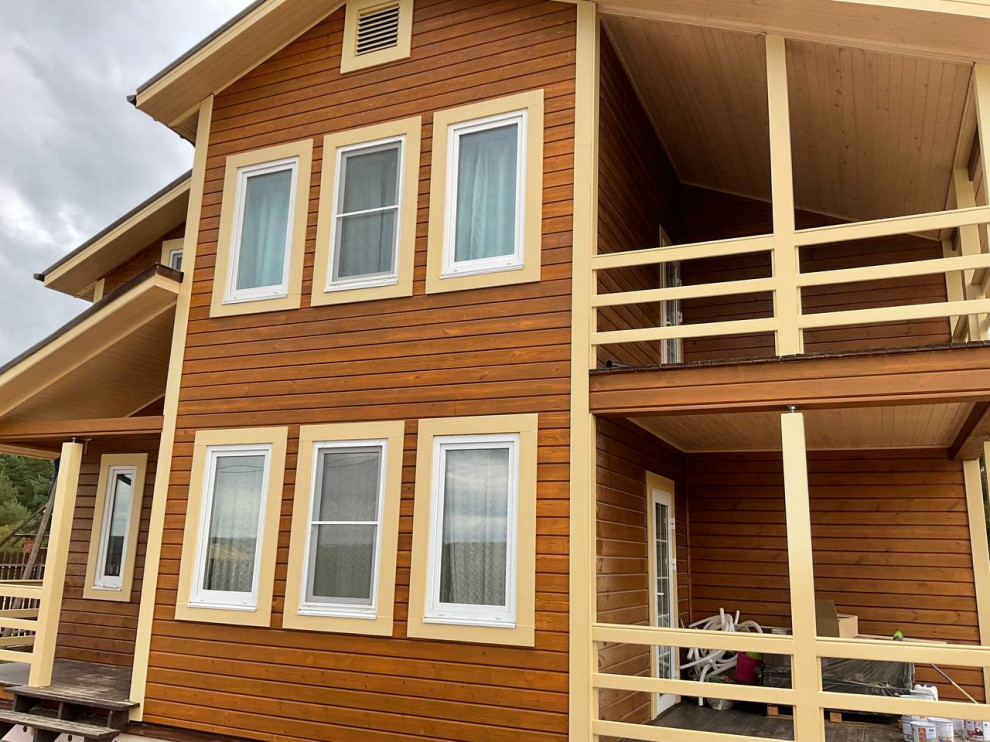 Обложка проекта: Шлифовка старого лакокрасочного покрытия на брусе и покраска масловоском