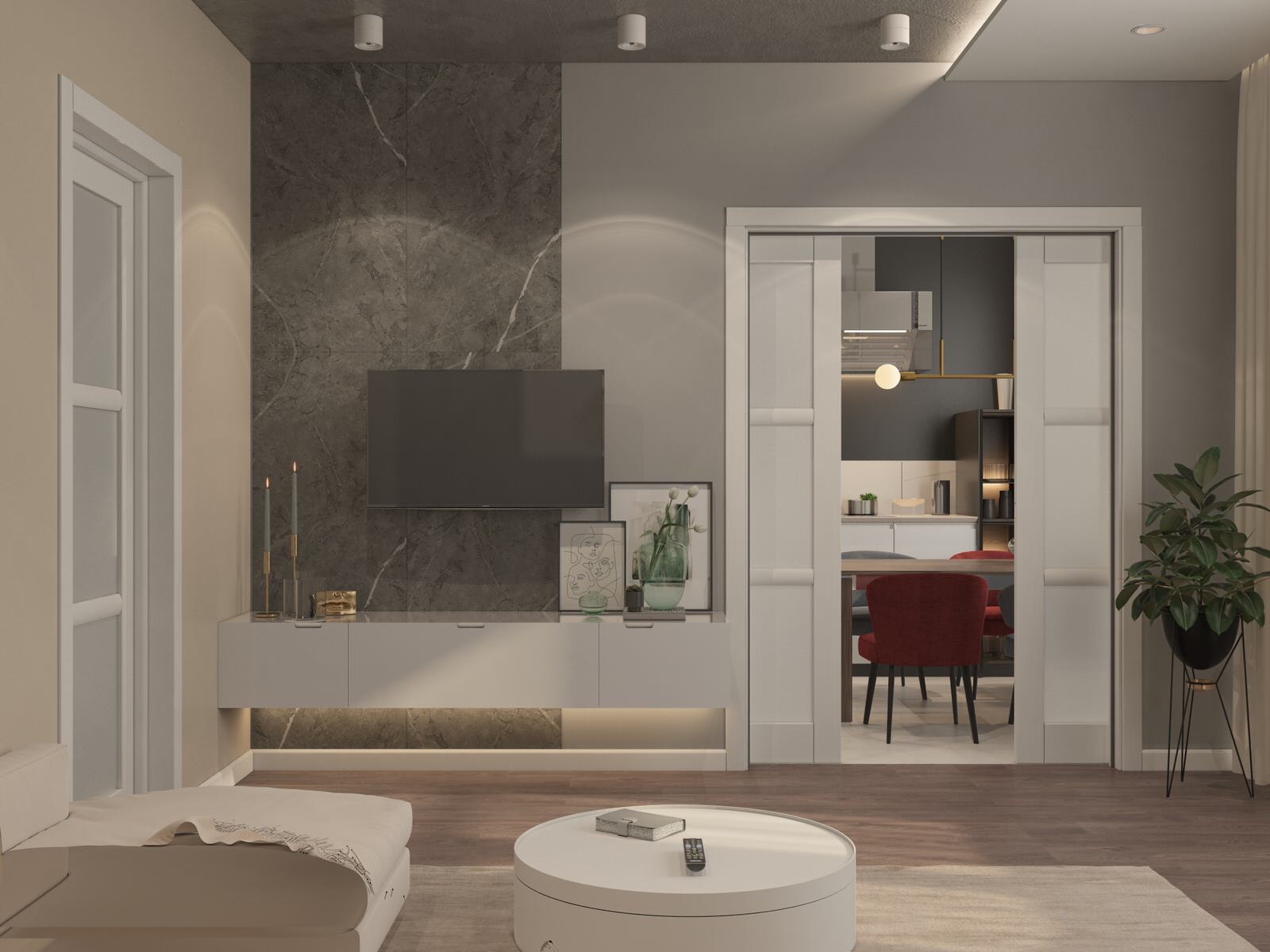 Кухня - гостиная в ЖК Венский Лес