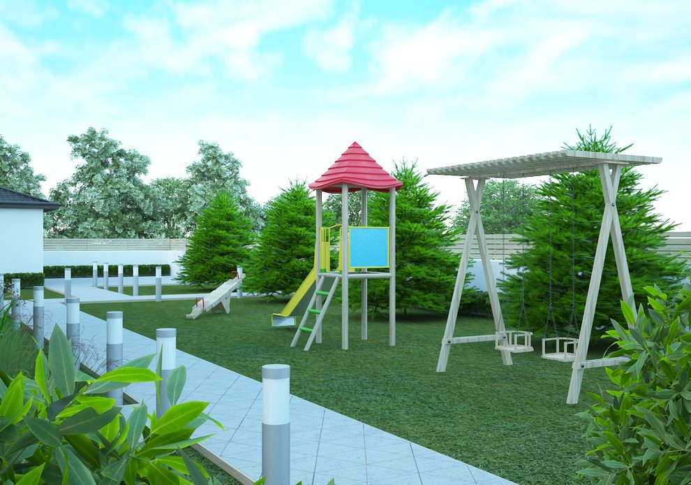 Экстерьер/ландшафт загородного дома в коттеджном поселке "Сосны"