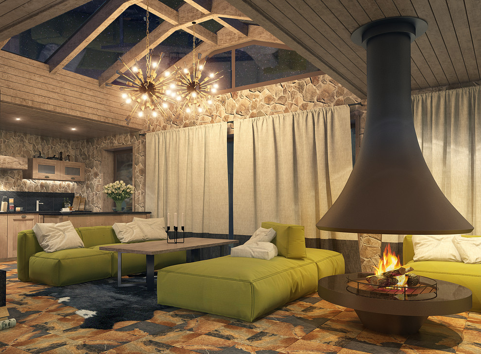 Баня со стеклянной крышей