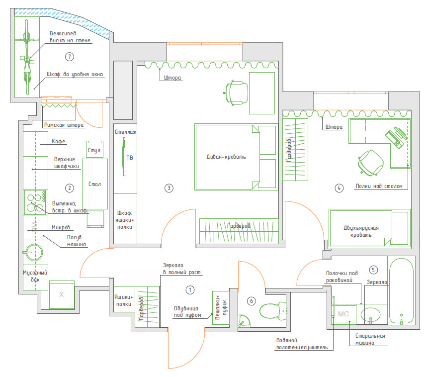 Планировочное решение 2к квартиры 1