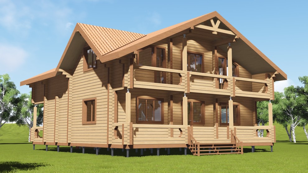 Обложка проекта: Двухэтажный дом 237м2 из бруса 180х180 — проект 281